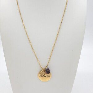 NIB Nina Ricci Believe Pendant Angel & Purple Crystal Necklace French Croire NEW